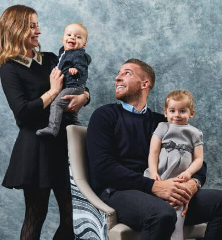 Shani Van Mieghem with her husband Toby Alderweireld and kids Ayla and Jace.